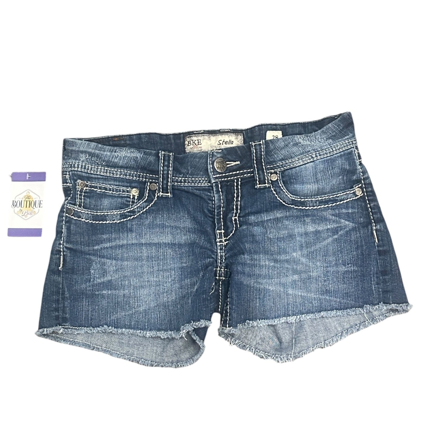 BKE Denim Stella Womens 28  Jean Shorts Distressed Raw Frayed Hem Stretch
