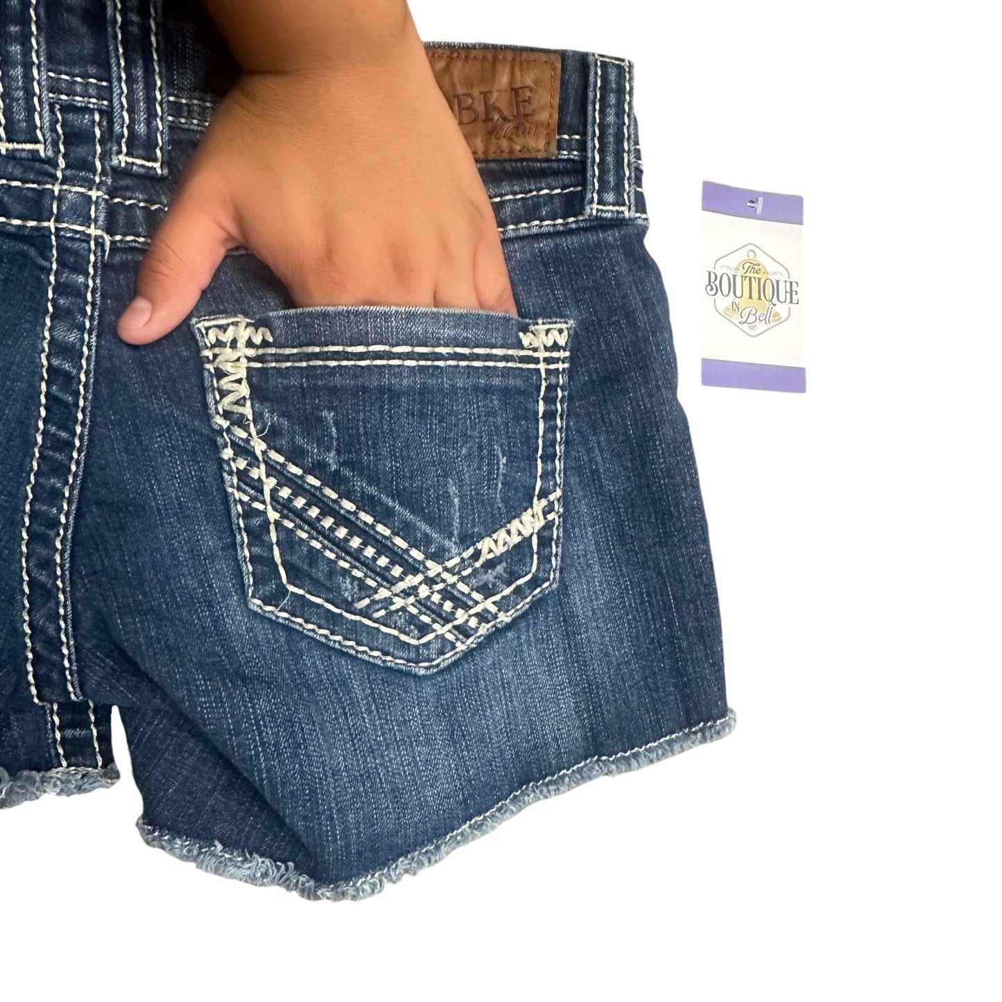 BKE Denim Stella Womens 28  Jean Shorts Distressed Raw Frayed Hem Stretch