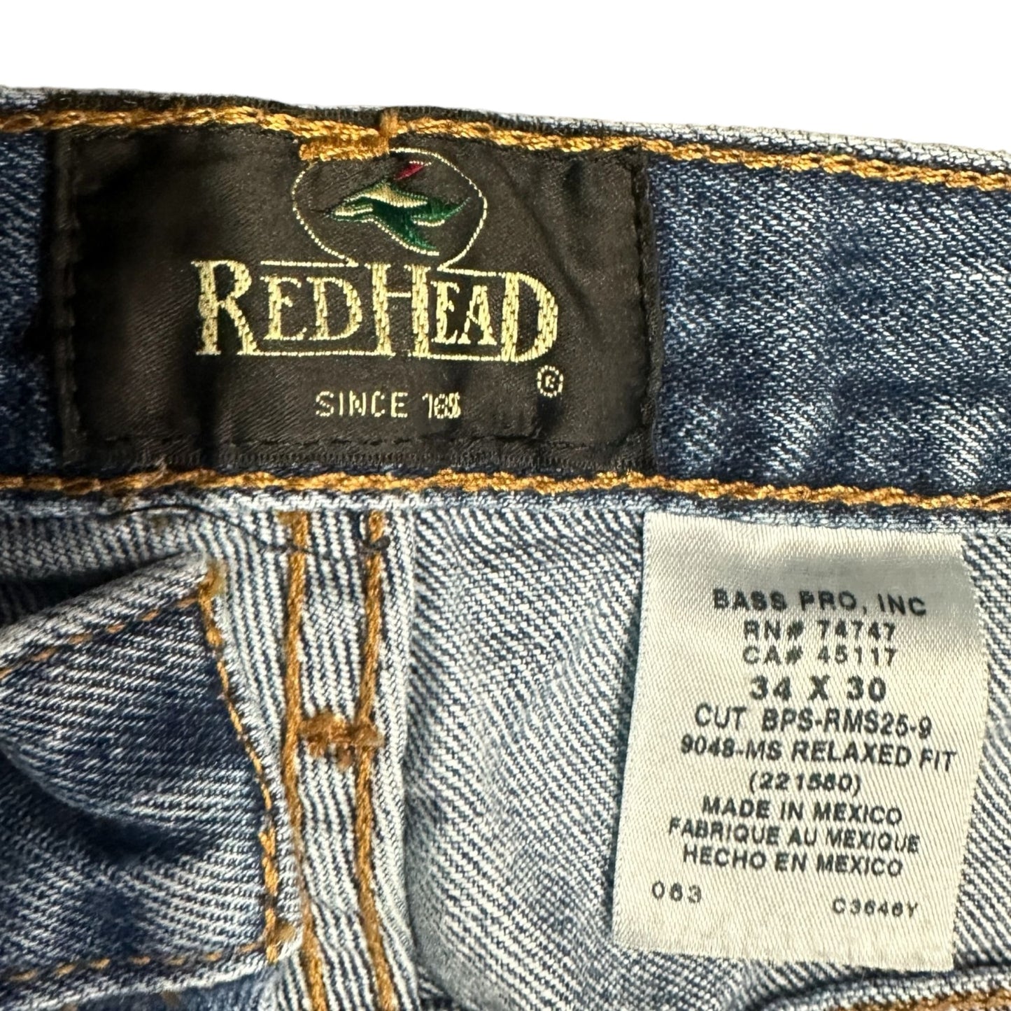 RedHead Mens 34x30 Relaxed Fit Straight Leg Jeans Blue Denim Light Wash 5 Pocket