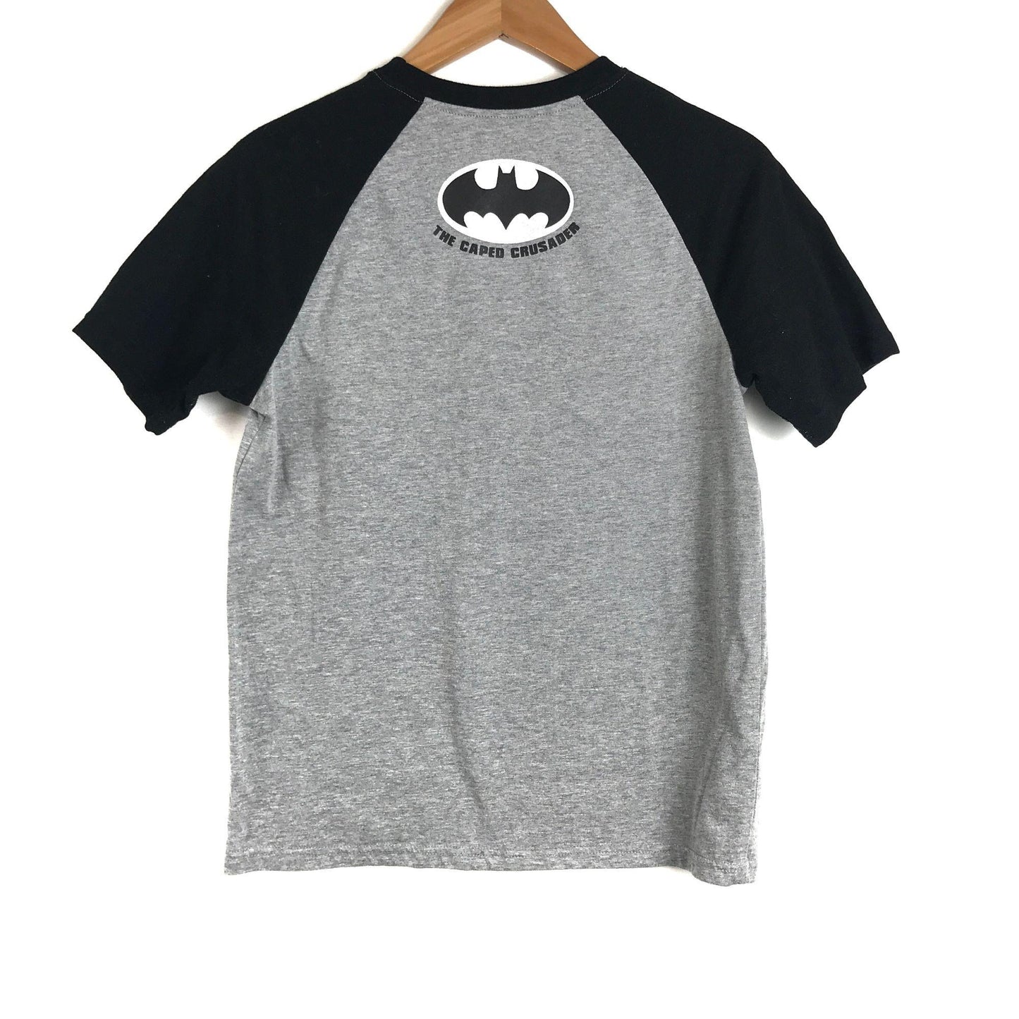 Batman XL 14/16 Raglan TShirt Double Sequin Bat The Caped Crusader Black Gray