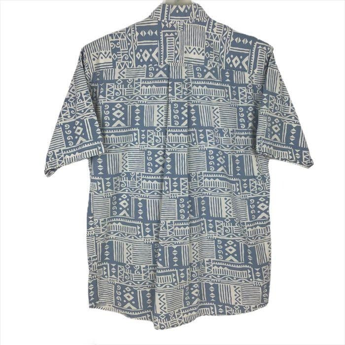 Orvis M Aztec Button Down Wood Button Shirt Short Sleeve Collared Front Pockets