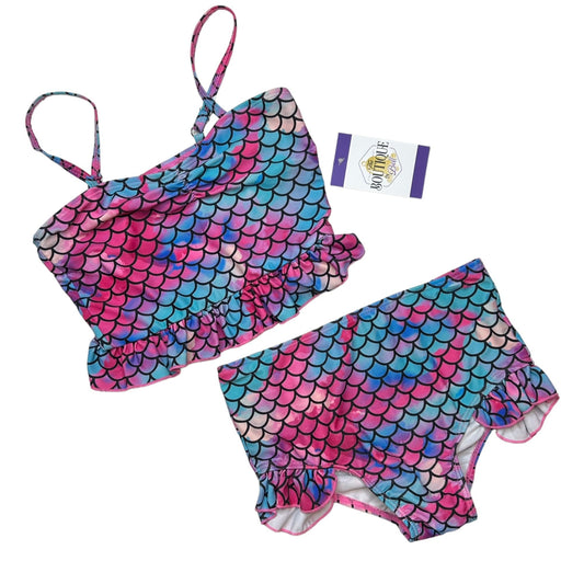 Boutique Girls Two-Piece Mermaid Tankini Bikini Set 3XL Size 7/8 Swimsuit