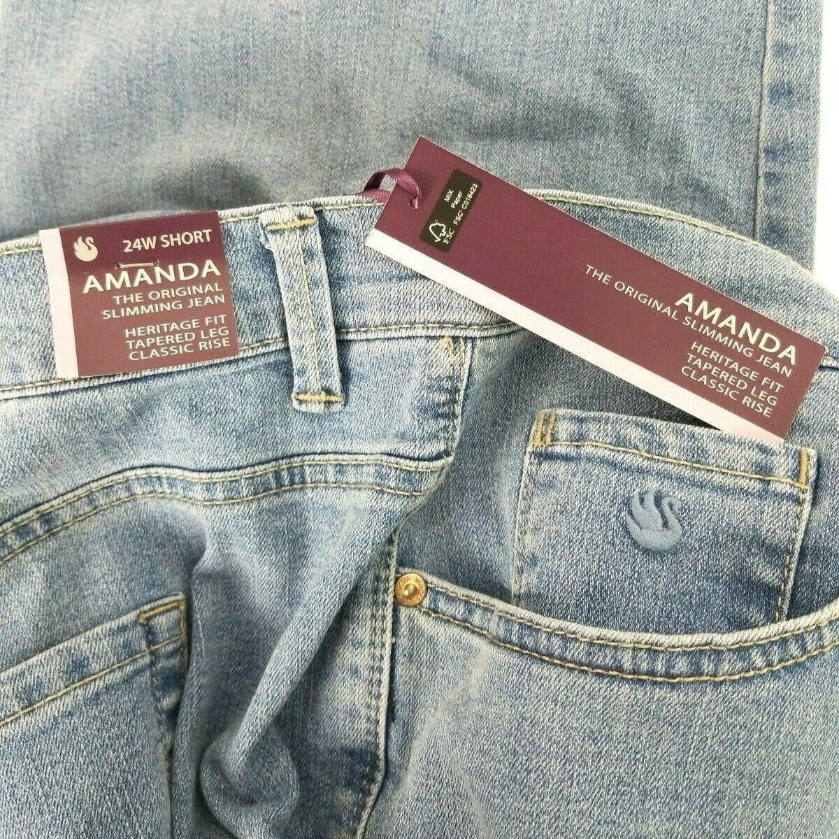 NWT Gloria Vanderbilt 24W Short Heritage Fit Slimming Blue Jeans Tapered Classic