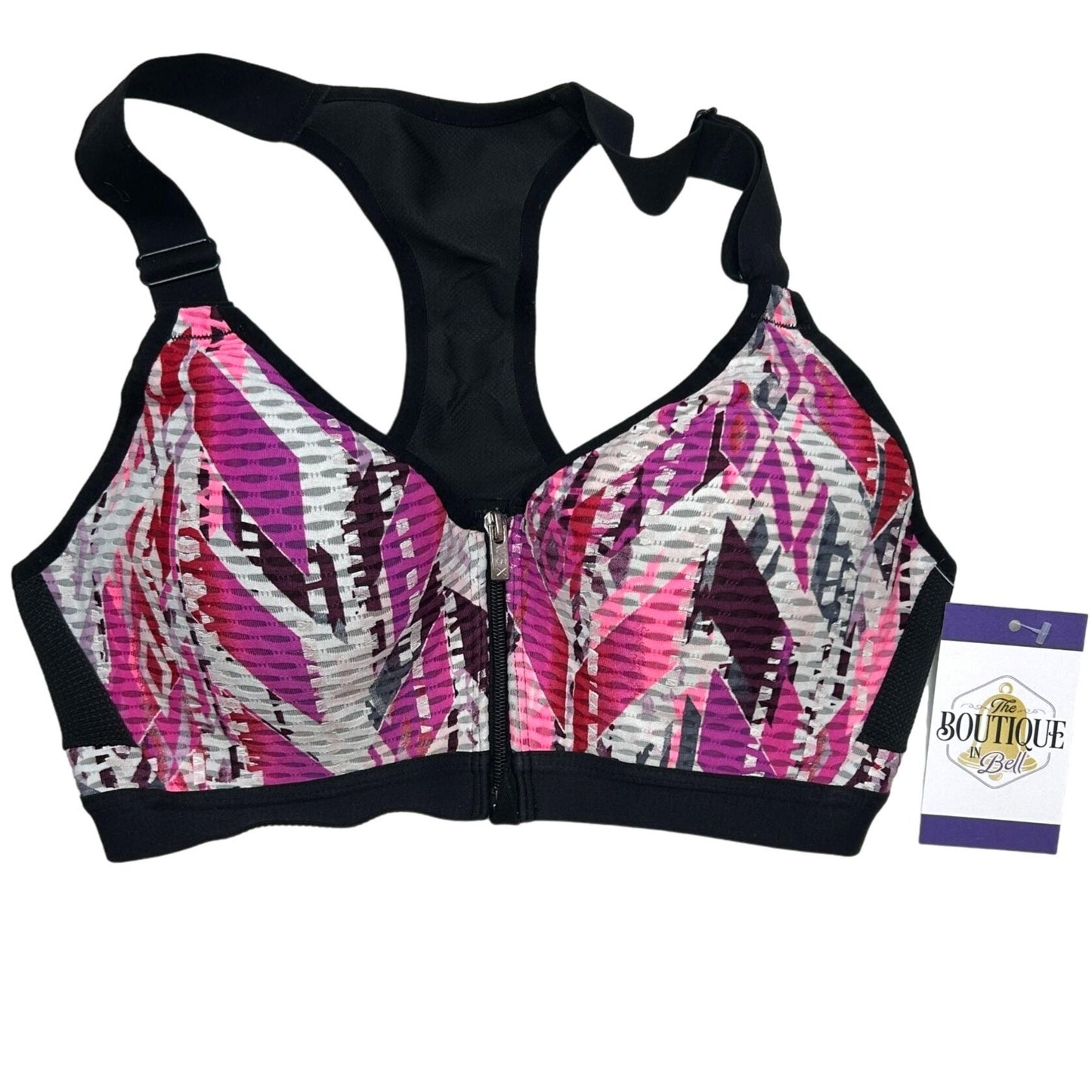 Victoria Secret VSX Incredible 34B Sports Bra Front Zip Padded Pixelated Aztec