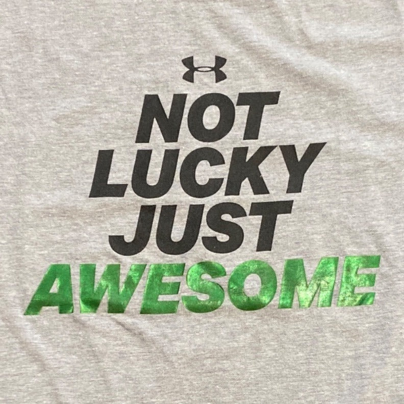 Under Armour Gray Tshirt "Not Lucky Just Awesome" Youth S Graphic Print Logo