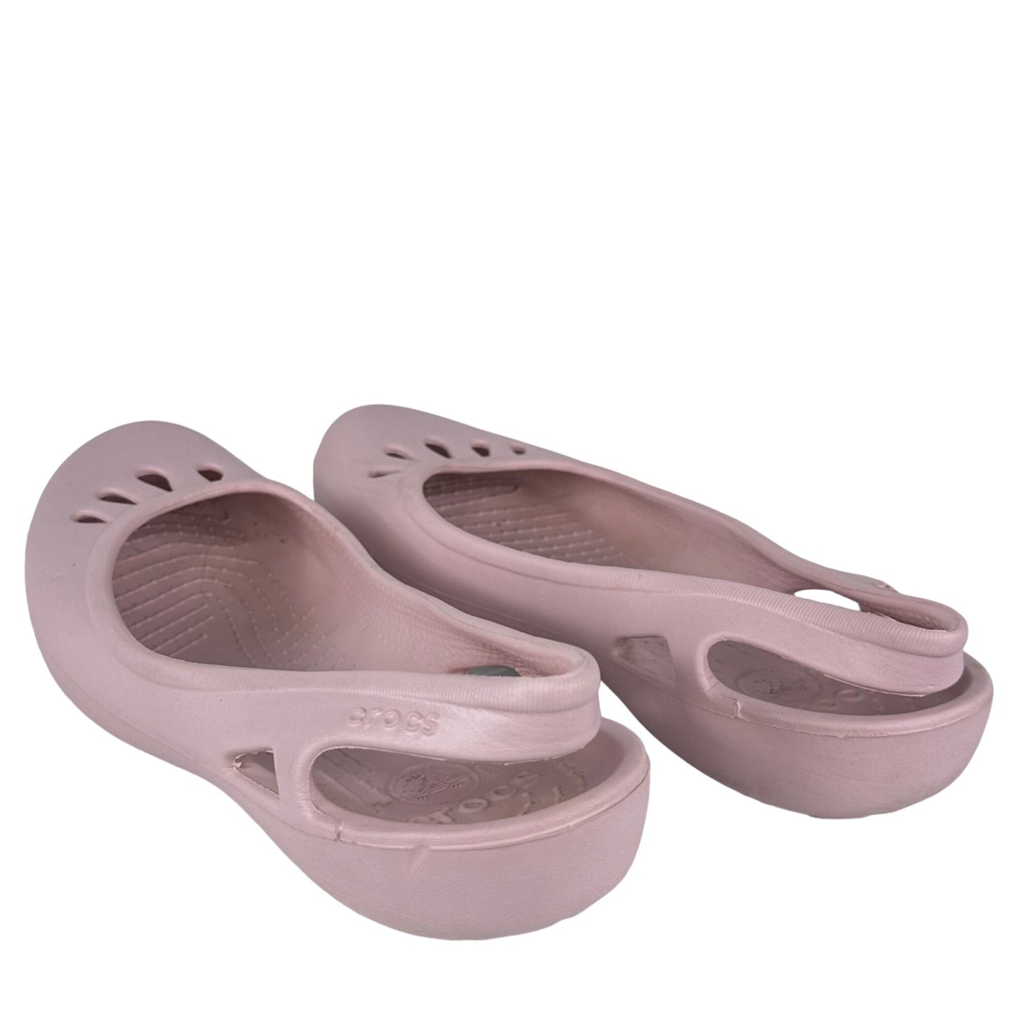 Crocs Malindi size 10 Pink Rubber Flats Slingback Closed Toe Comfort Shoe Sandal