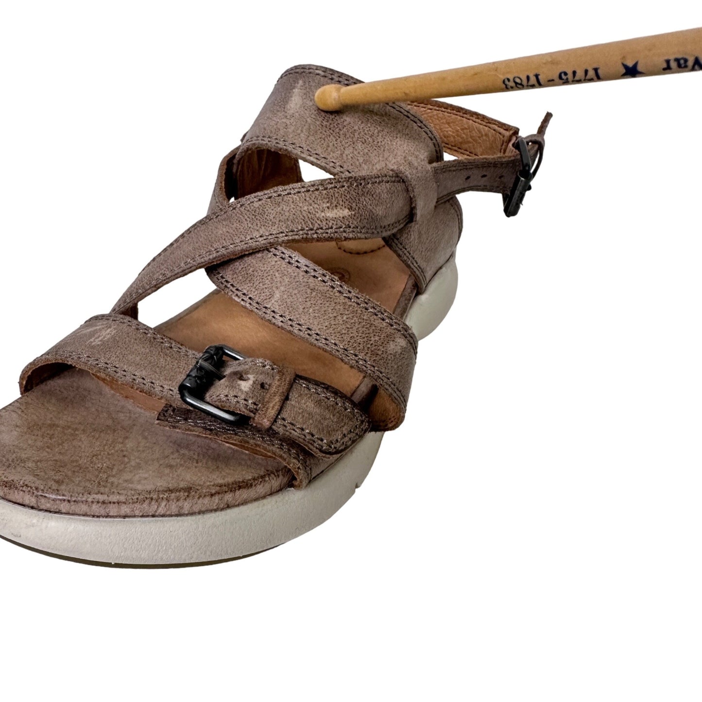 Bussola Jamaica 7.5/38 Jenny Leather Sandals Dakota Taupe Strappy Comfort Buckle