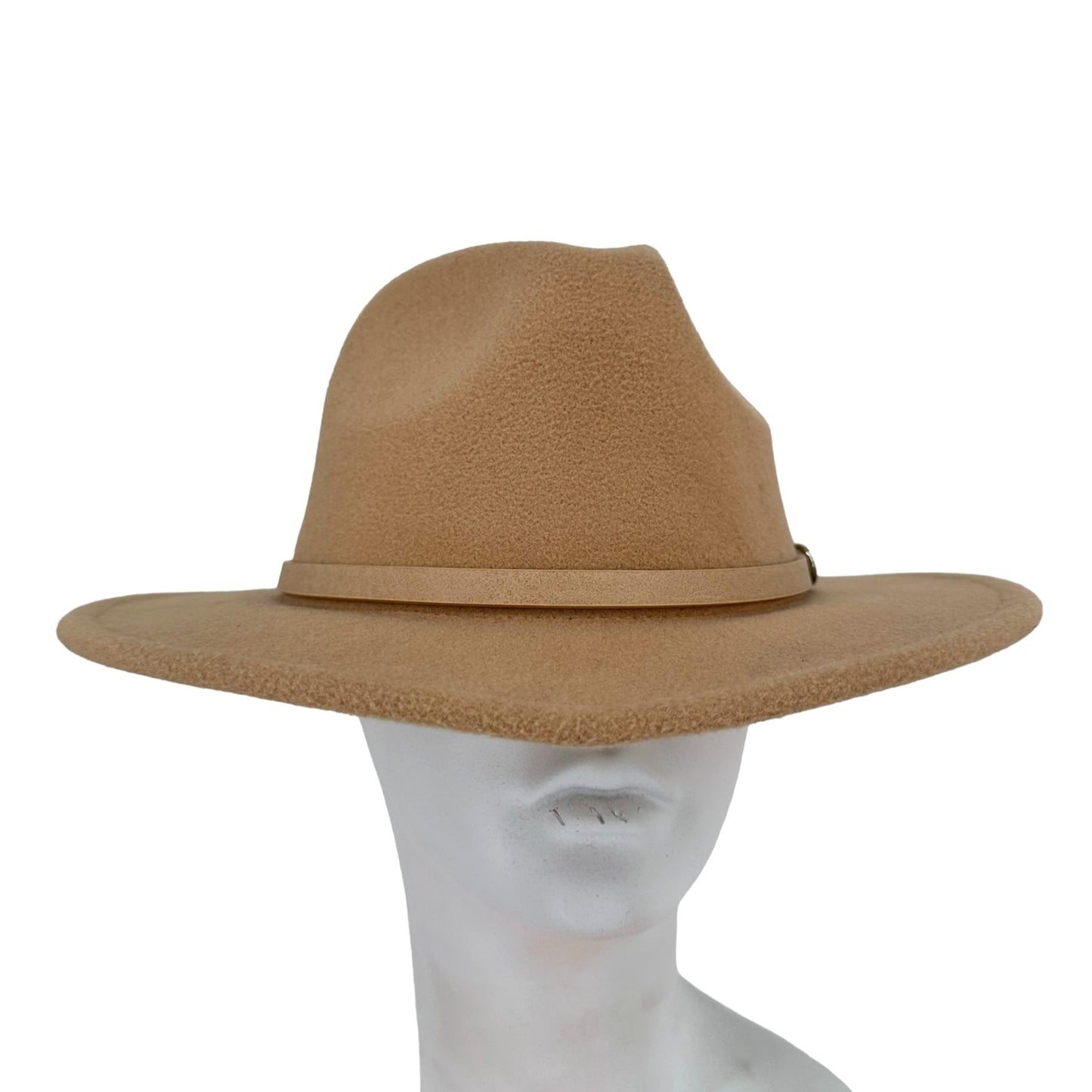 Womens Tan Fedora Belt Accent Wide Brim Fashion Urban Cowgirl Hat Accessories