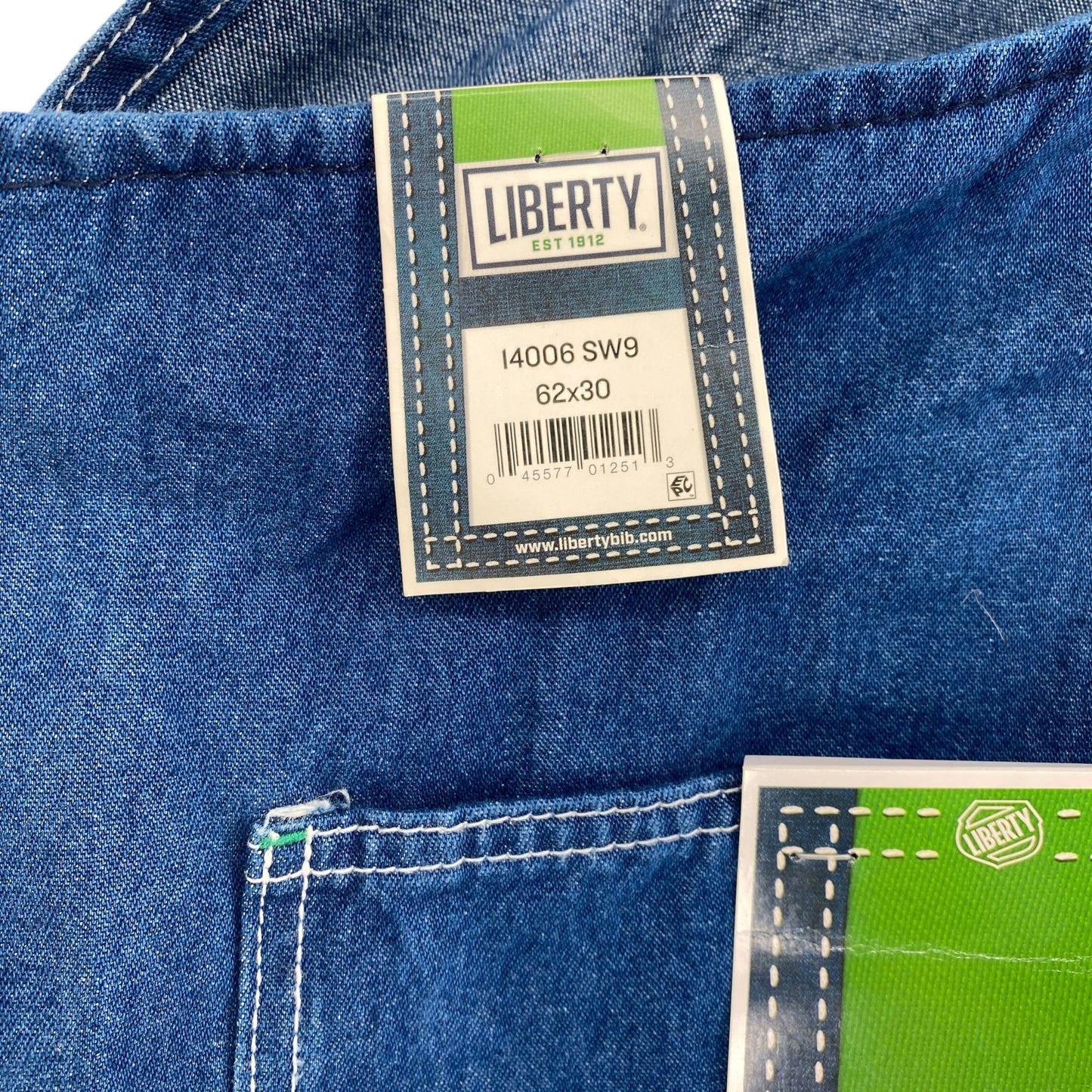 NWT Liberty Mens Denim Overalls 62x30 Bibs Carpenter Dark Wash Zipped Pocket