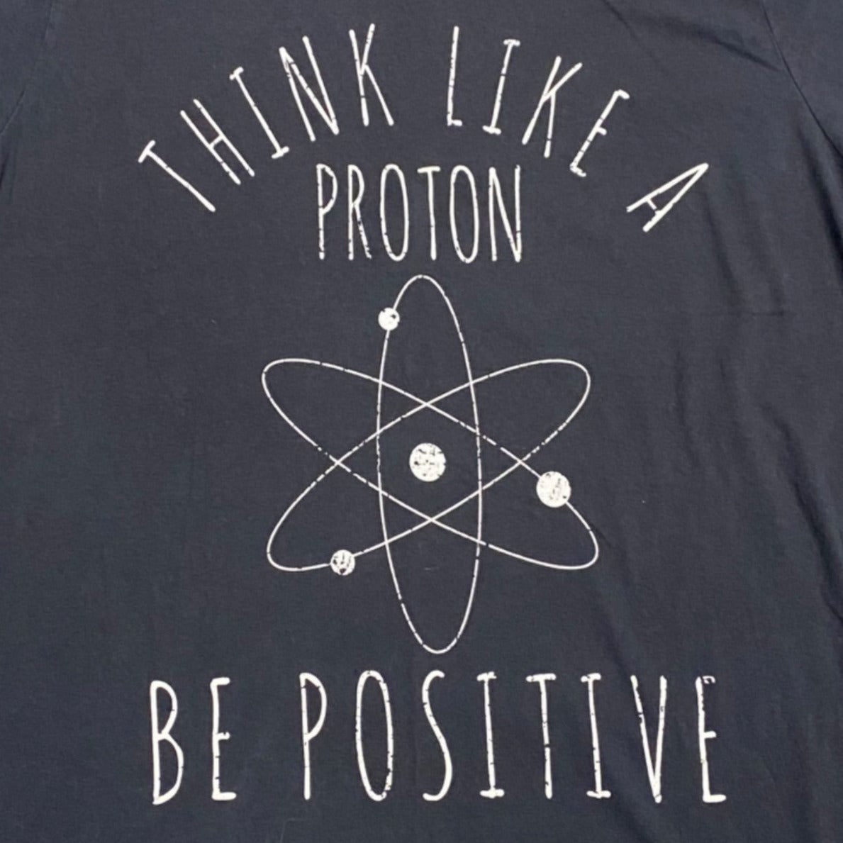 PORT & COMPANY XXL "Think Like a Proton Be Positive" Black Crew Neck T Shirt