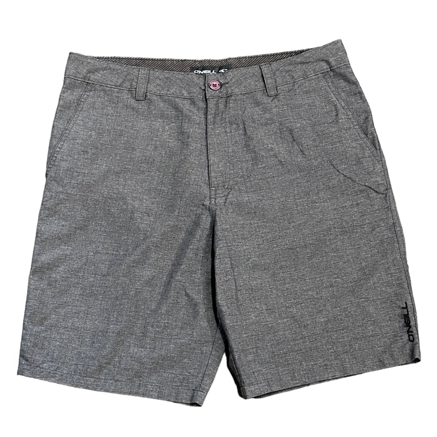 O'Neill Mens 34 Shorts Chino Gray Walk Shorts Skater Dadcore Flat Front Pockets