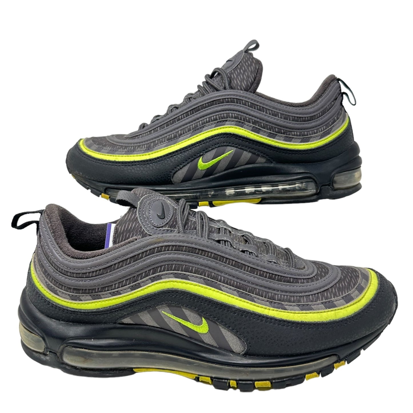 Nike Mens 9.5 Air Max 97 Thunder Grey Lime Blast Running Sneakers BV6057-001