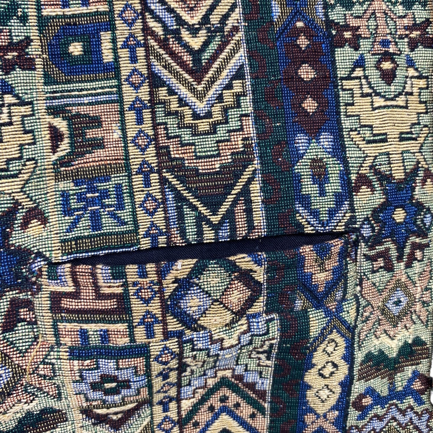 Thums Up Tapestry Vest Mens L Button Front Adjustable Tailored Aztec Grandpa NWT