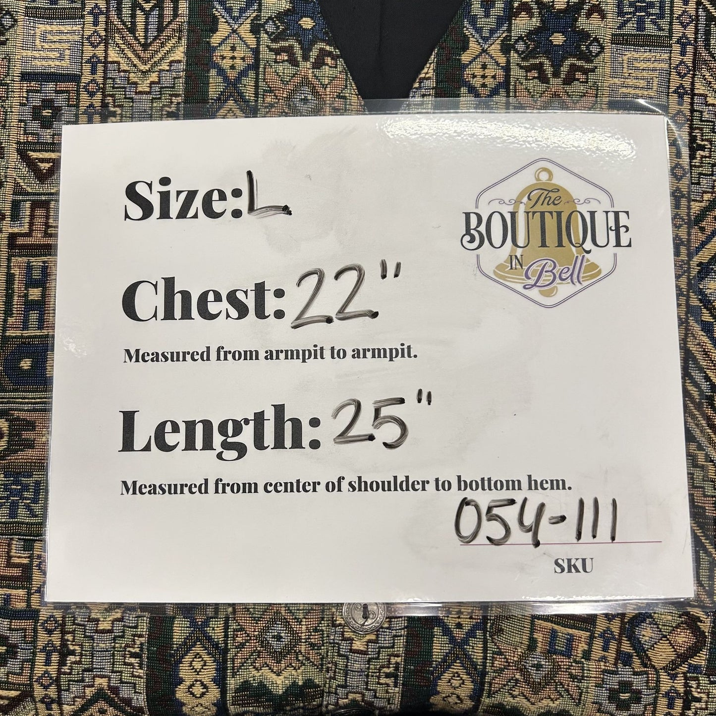 Thums Up Tapestry Vest Mens L Button Front Adjustable Tailored Aztec Grandpa NWT