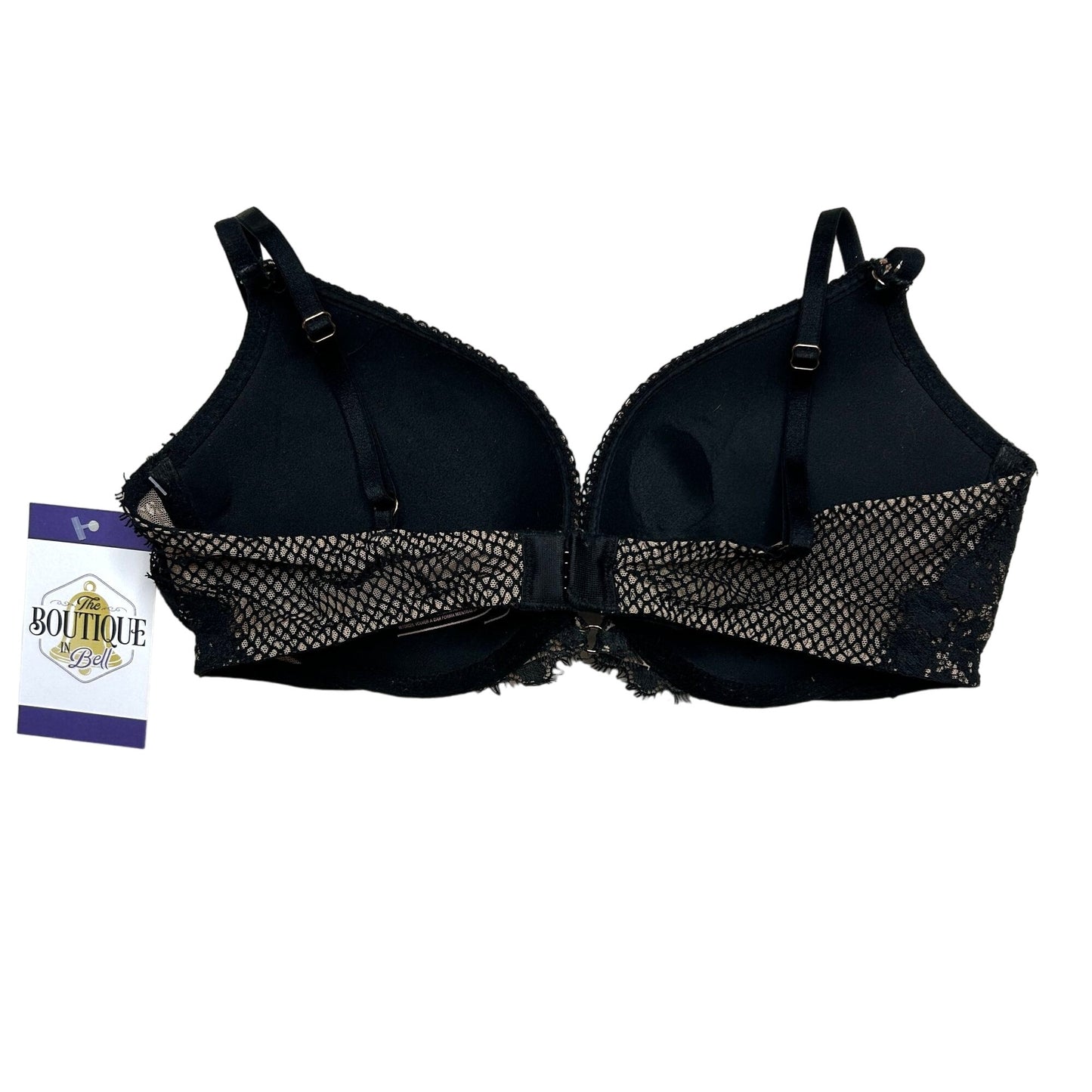 Victoria's Secret 34C Very Sexy Push-Up Bra Nude Black Lace Underwire Adjustable