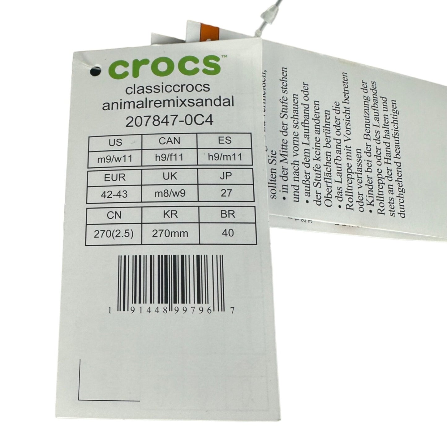 NWT Crocs Womens 11 Animal Remix Two-Strap Slide On Sandals Open Toe Comfort