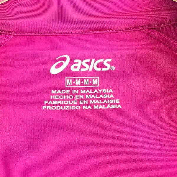 Asics Womens M Athletic Layering Jacket Zip Front Thumb Holes Pink Long Sleeve