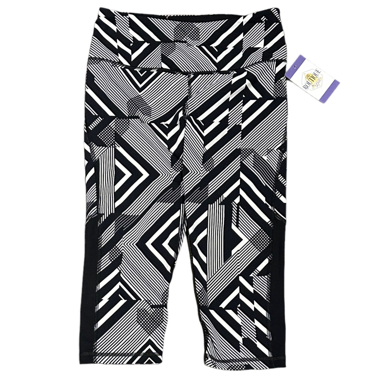 Victorias Secret VSX Sport S Knockout Crop Capri Leggings Black White Athleisure