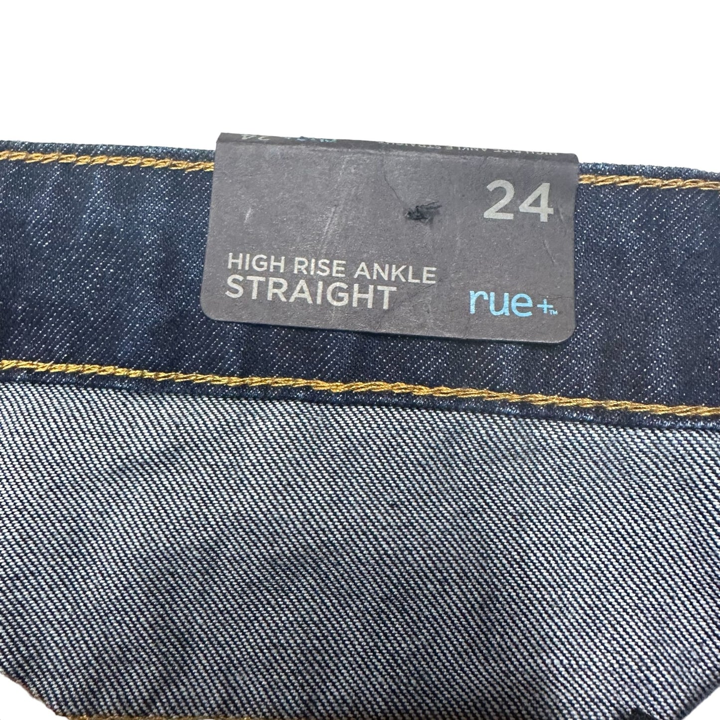 NWT Rue21 Womens 24 Jeans High Rise Ankle Straight Leg Dark Wash Raw Hem Plus