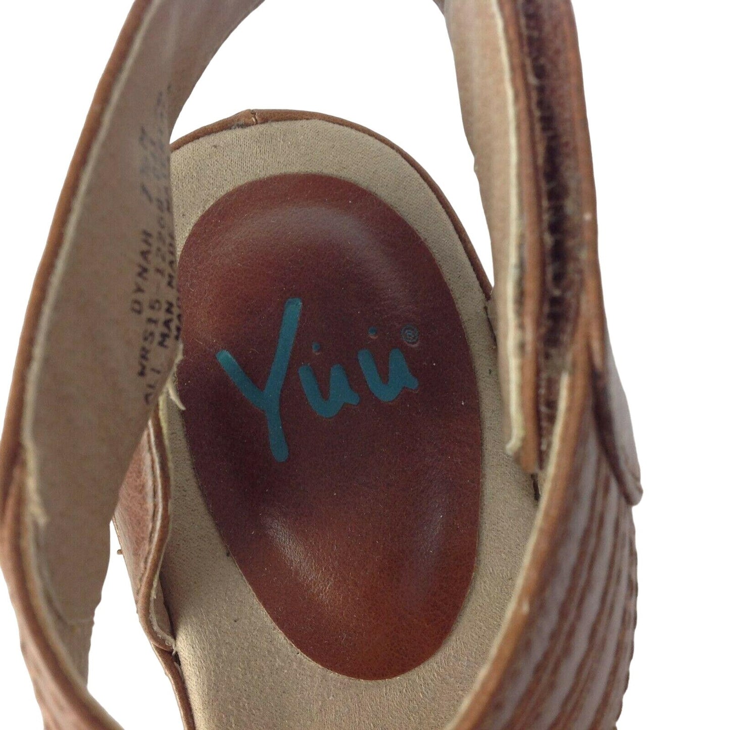 Yuu DYNAH 7.5M Brown Faux Leather Sandals Comfort Shoes Slingback Ankle Strap