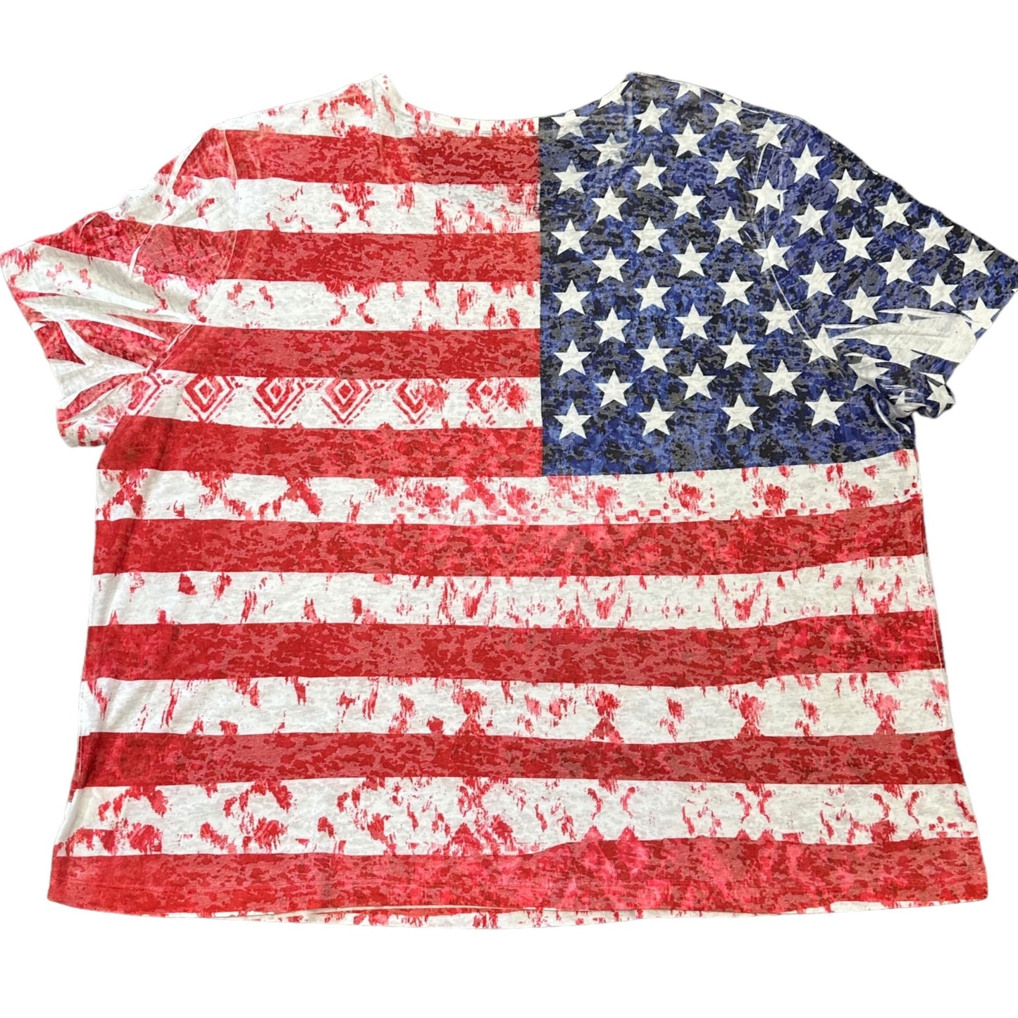 Coral Bay Womens 2X American Flag Burnout Tshirt All Over Print Patriotic USA