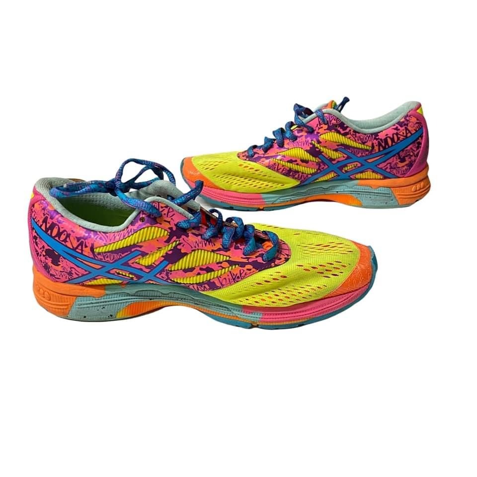 Asics T580N Gel Noosa Tri 10 Triathlon NEON Pink Yellow Shoes Womens Sz 6.5