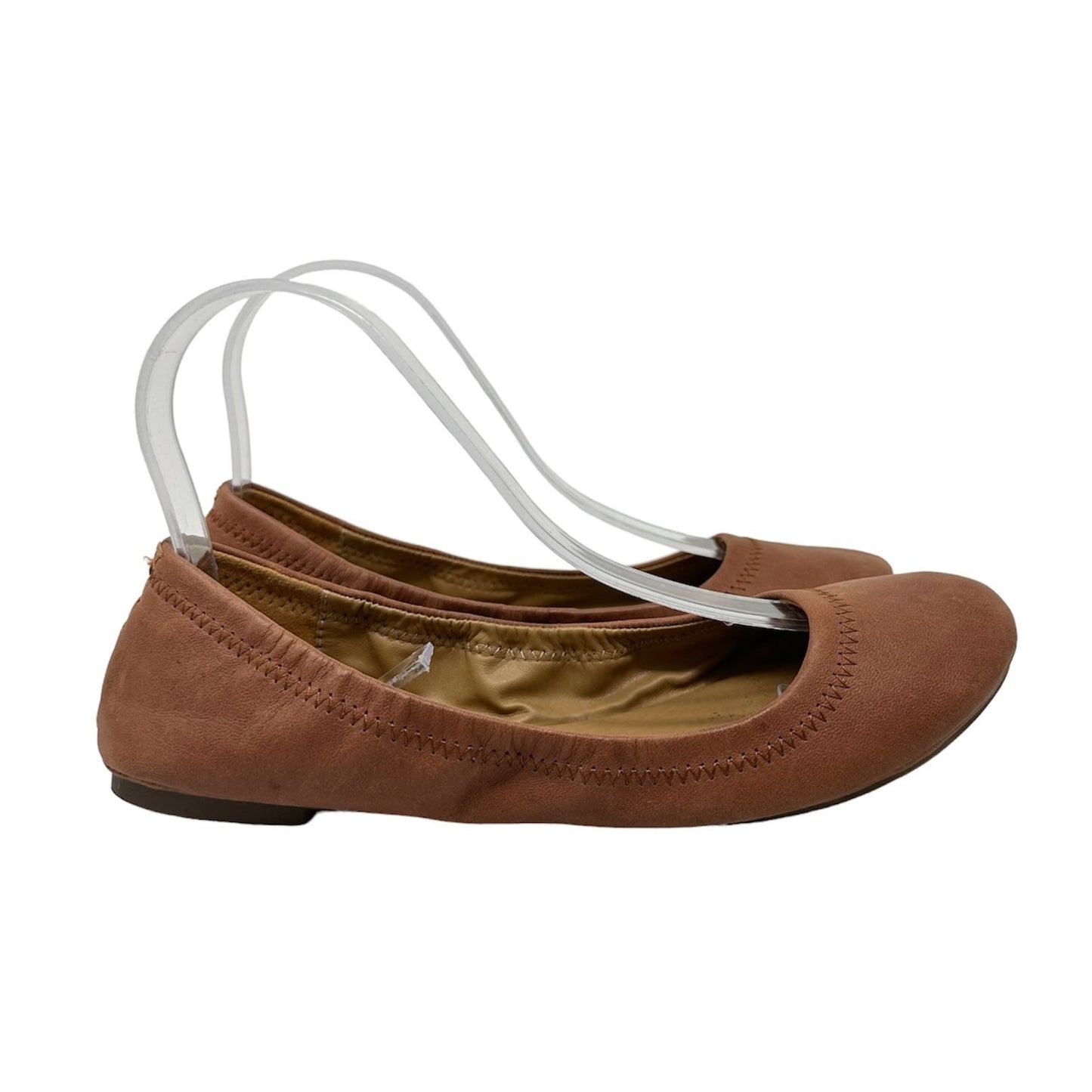 Lucky Brand Womens 8 Brown Genuine Leather Elainy Ballet Flats Slip On Soft Shoe