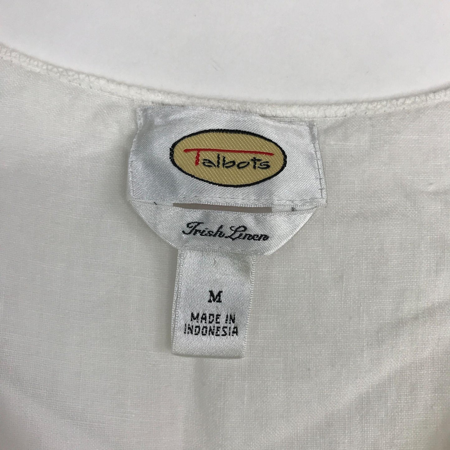 Talbots M White Linen Top Sleeveless Vneck Side Zip Lace Hem