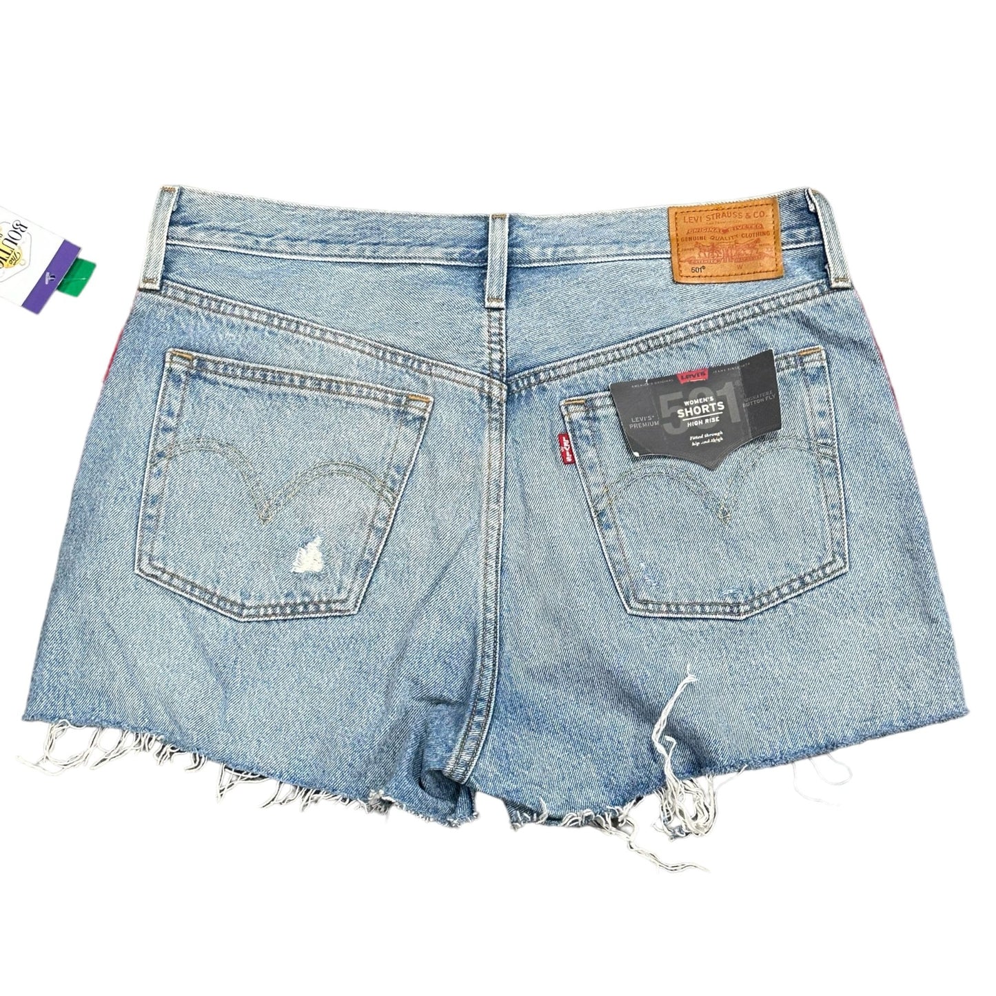 NWT Levis Womens 31 501 High Rise Jean Shorts Button Fly Distressed Cut Off Logo