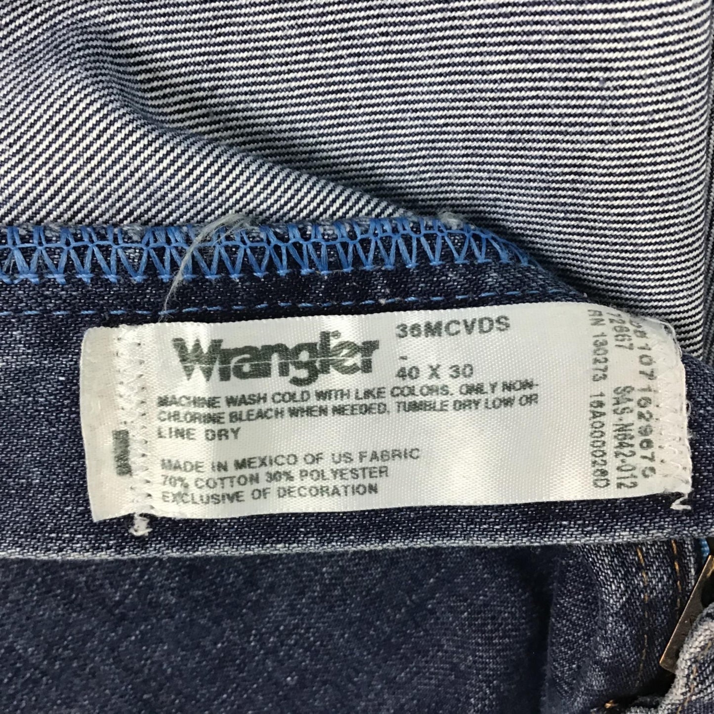 Wrangler Mens 40x30 Cool Vantage 36 Slim Fit Blue Denim Jeans Dark Wash Belted