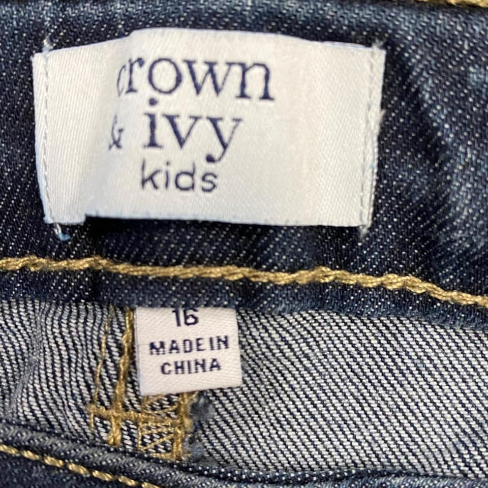 Crown & Ivy Girls size 16 Skinny Jeans Gold Metallic Stripe Adjustable Waist