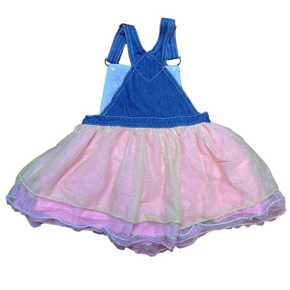 Demin Overall Easter Dress 4T Tutu Skirt Sequin Bunny "Hop to Your Own Beat"