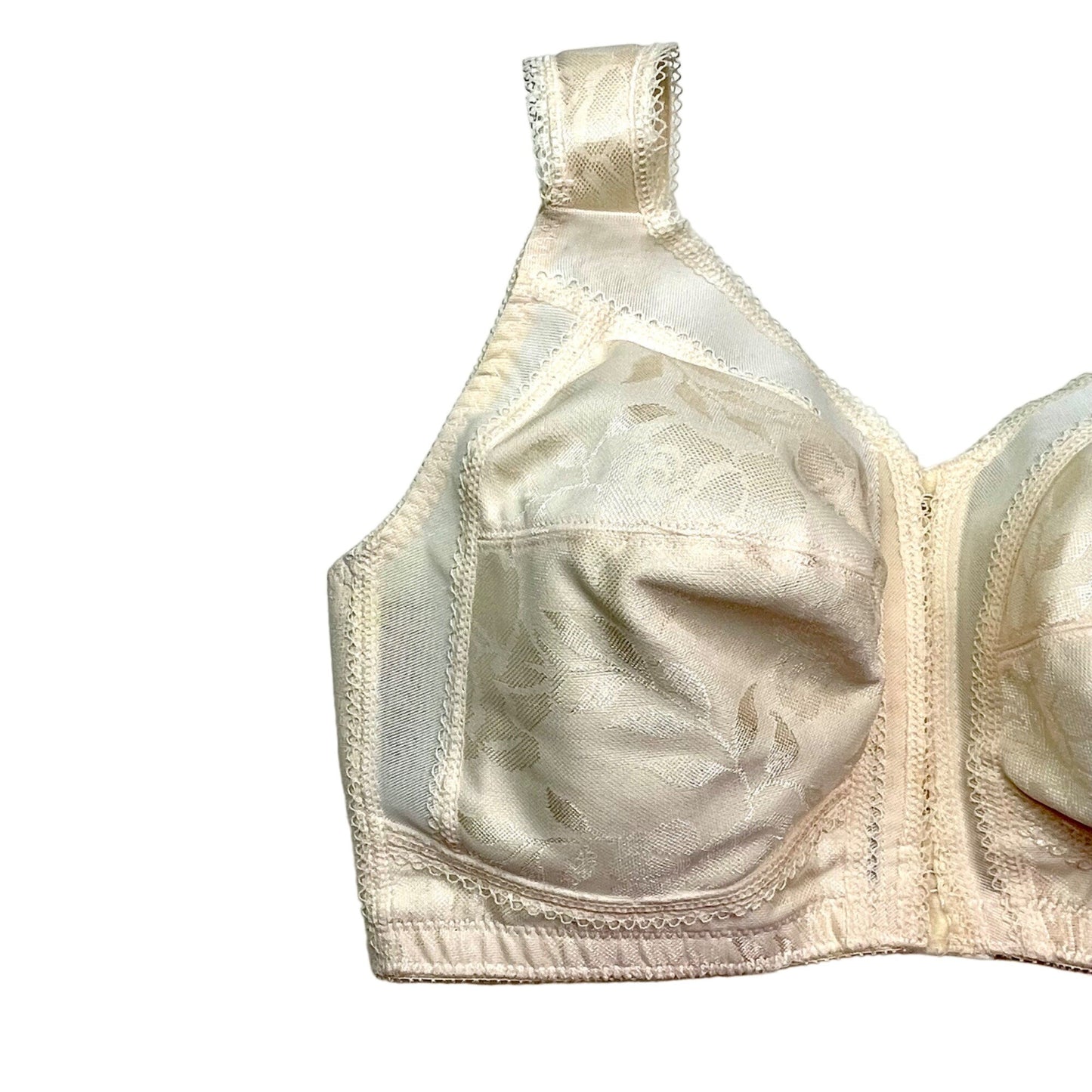 Playtex 36DD Cream Comfort Strap Full Coverage Bra Front Closure Floral