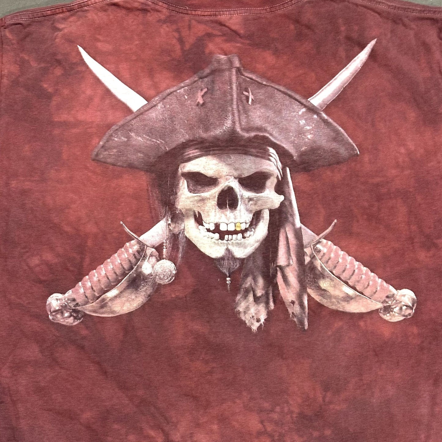 The Mountain Mens XL Red Tie Dye TShirt Pirate Skull Pocket David Penfound