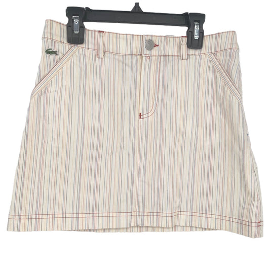 Vtg Lacoste Mini Skirt Low Rise Pencil Multi-Color Stripe Alligator Y2K Size 6