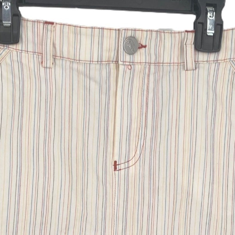 Vtg Lacoste Mini Skirt Low Rise Pencil Multi-Color Stripe Alligator Y2K Size 6