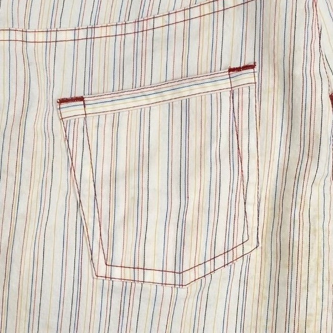 Vtg Lacoste Mini Skirt Low Rise Pencil Multi-Color Stripe Alligator Y2K Size 6