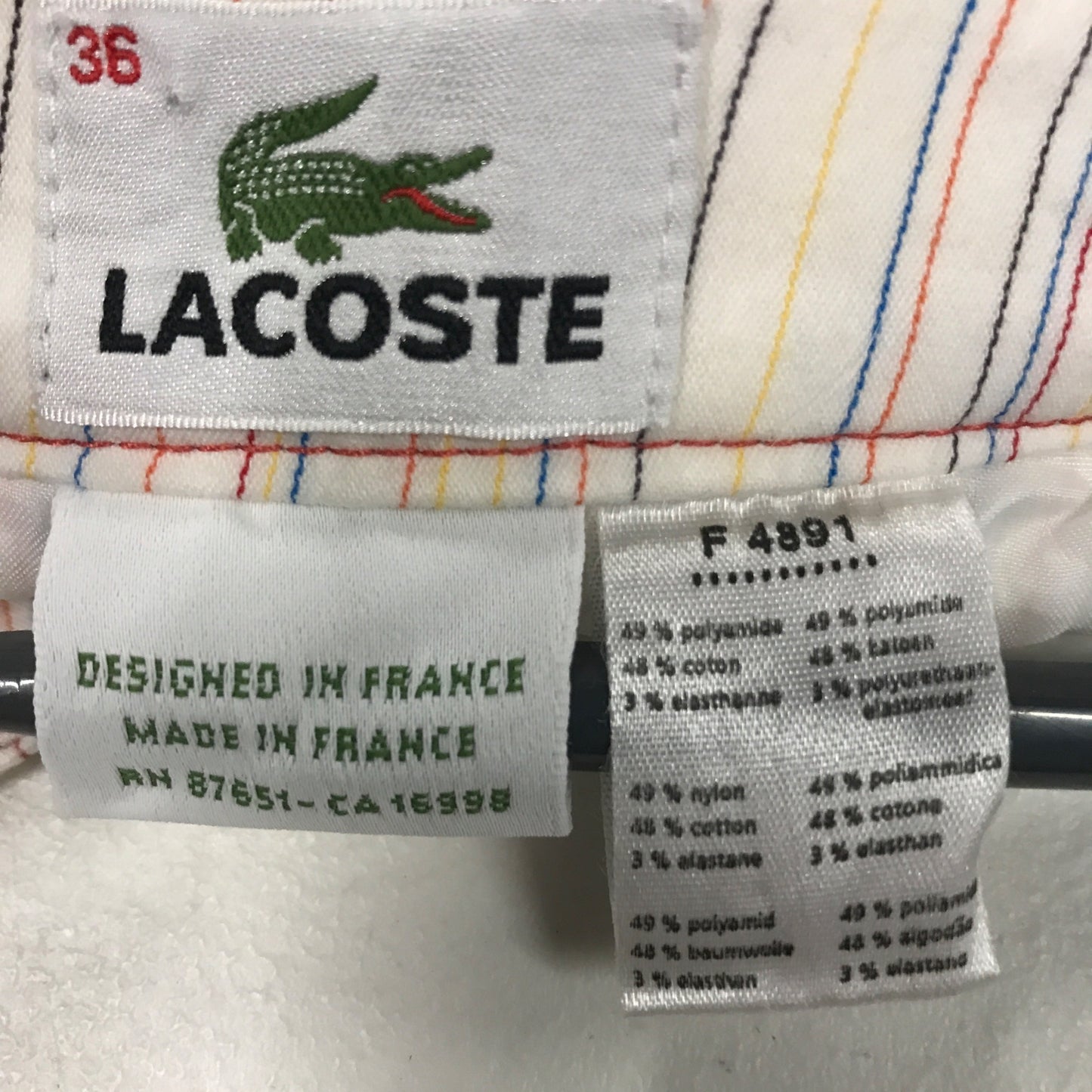 Vtg Lacoste Mini Skirt Low Rise Pencil Multi-Color Stripe Alligator Y2K Size 6