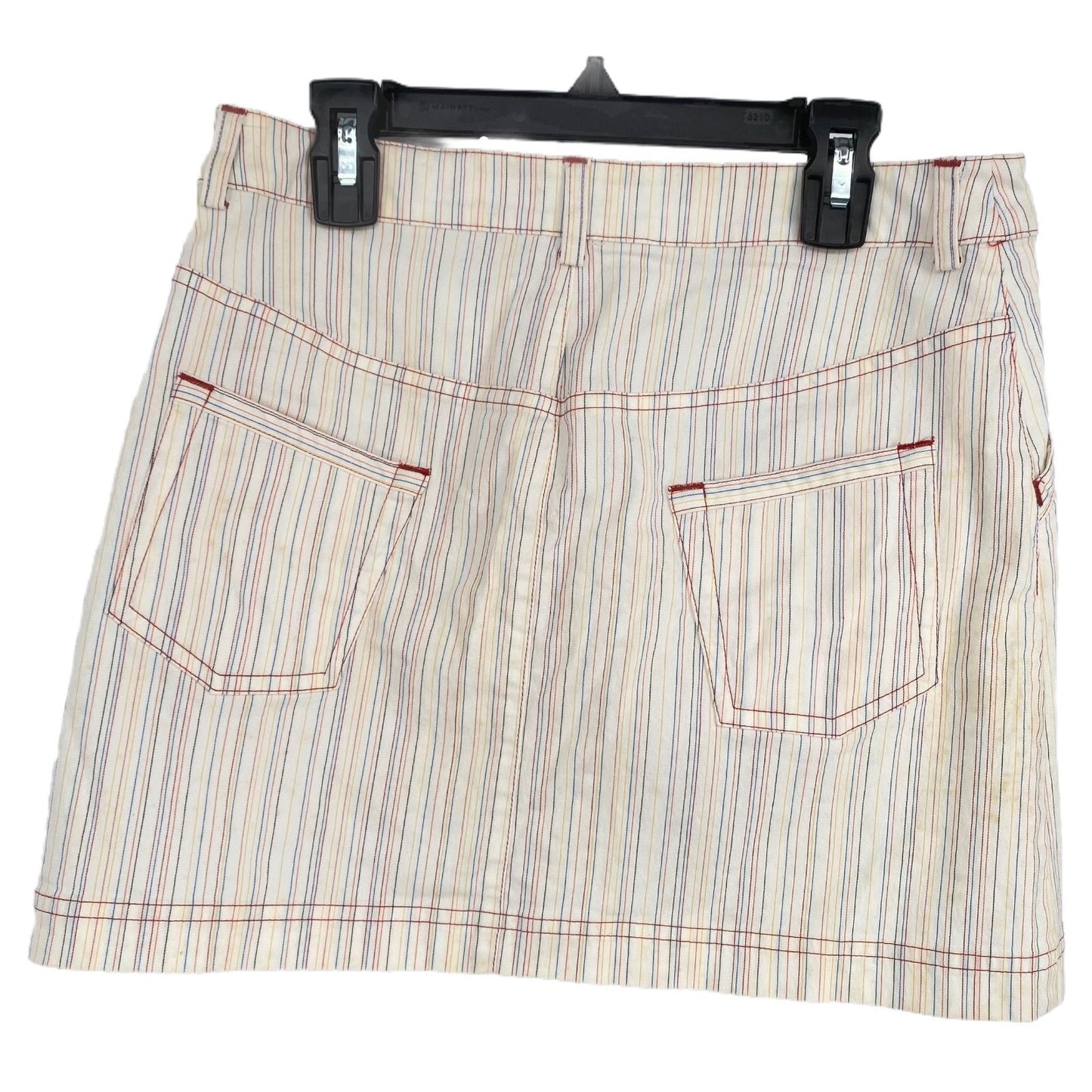 Vtg Lacoste Mini Skirt Low Rise Pencil Multi-Color Stripe Alligator Y2K Size 6