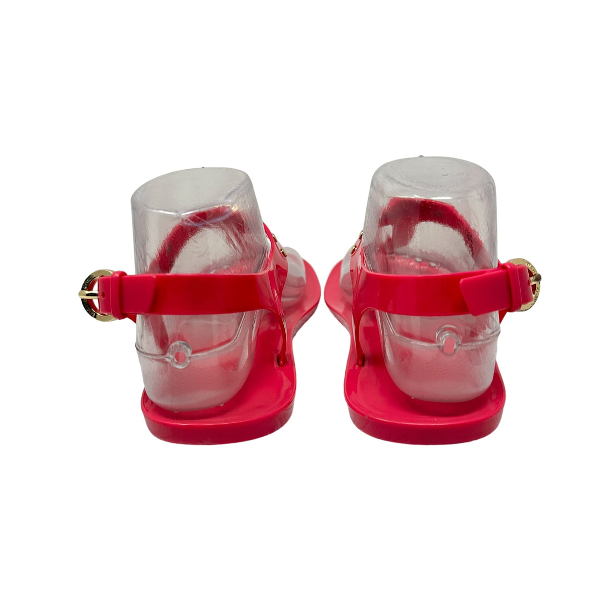 Michael Kors Womens 8M Hot Pink Jelly Sandals Logo Plate Adjustable Strap Shoes
