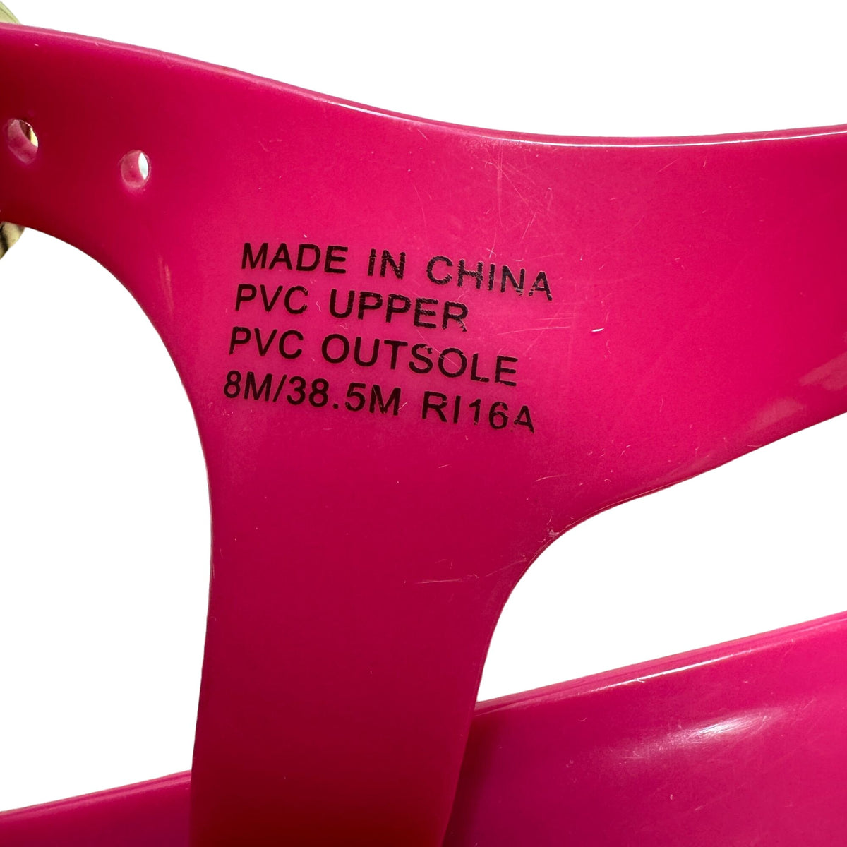 Michael Kors Womens 8M Hot Pink Jelly Sandals Logo Plate Adjustable Strap Shoes