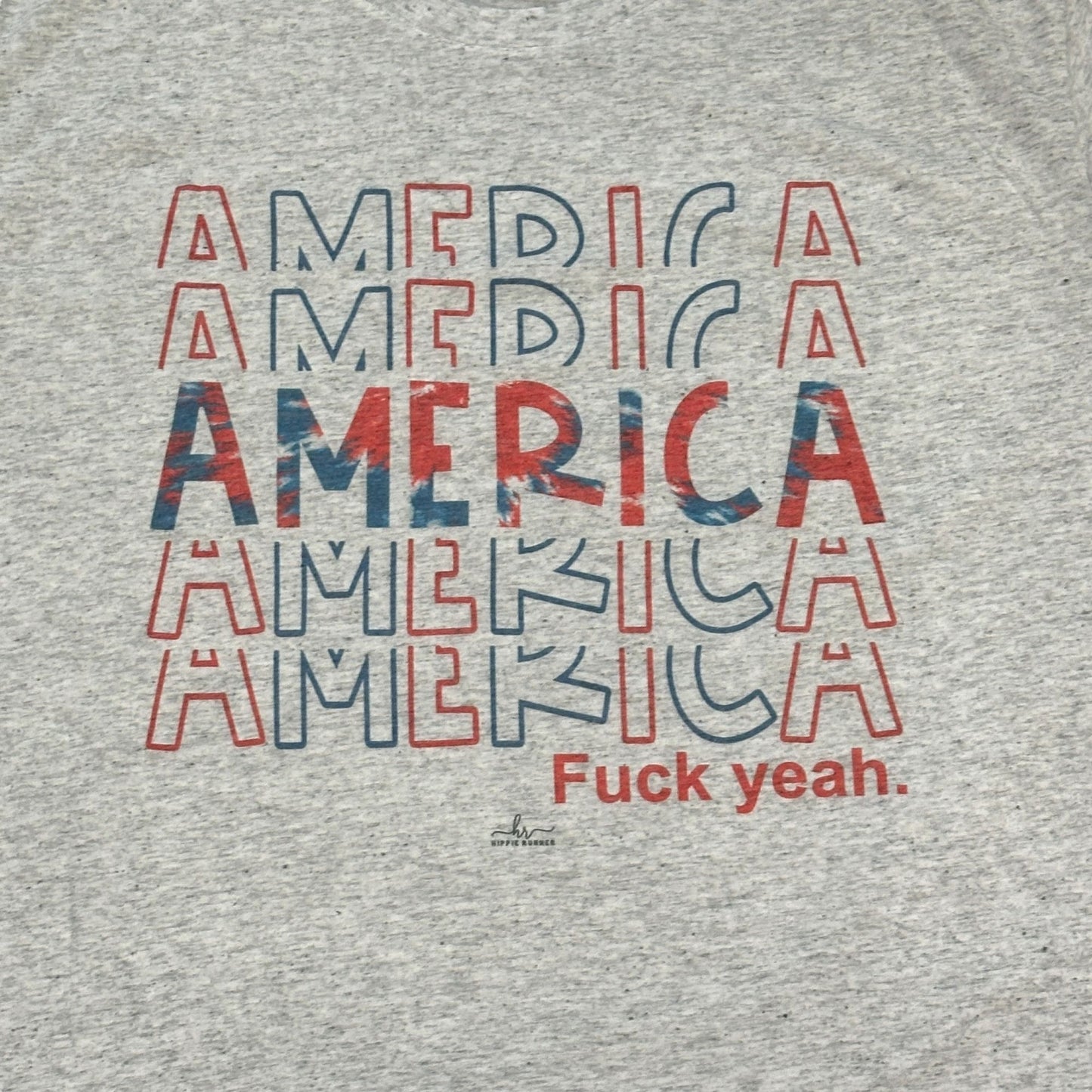 Canvas XL America F*ck Yeah Tshirt Gray Stacked Text Patriotic Short Sleeve USA