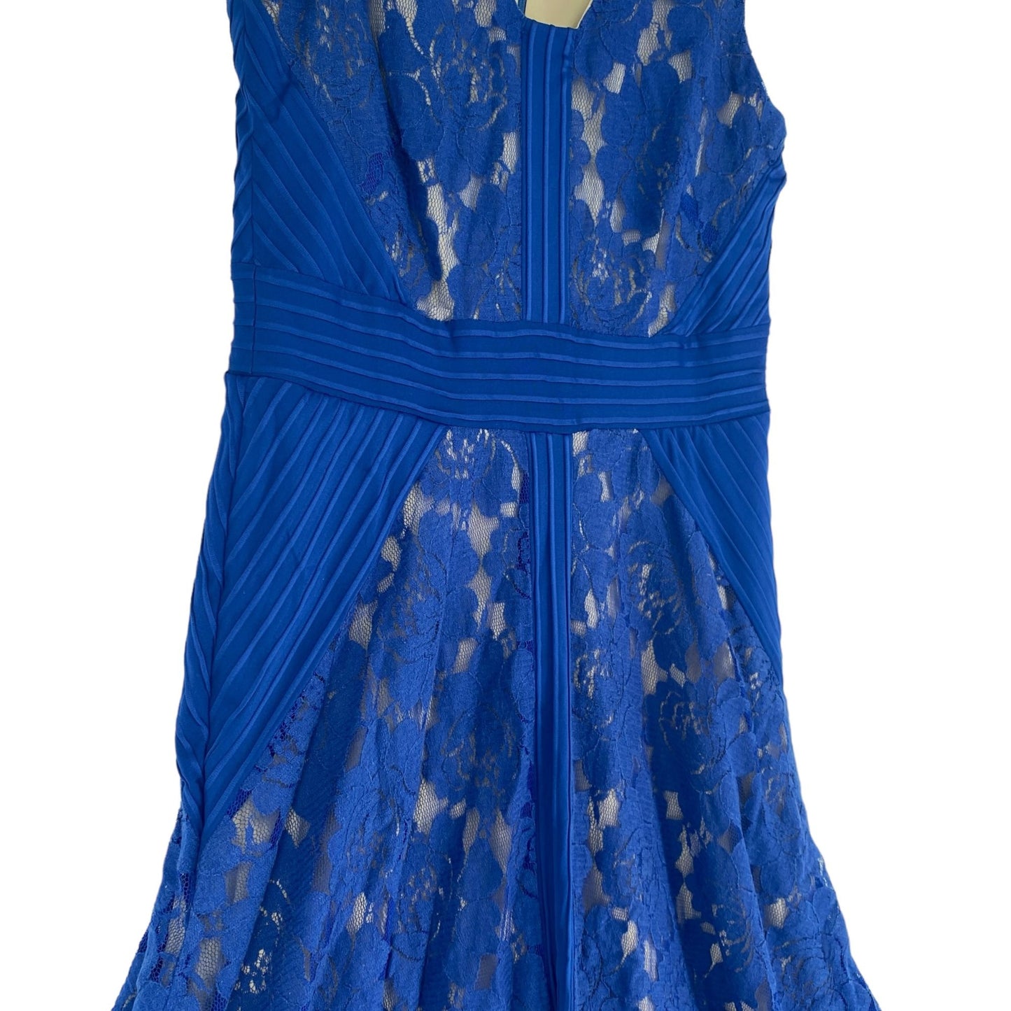 Danny Nicole Womens 4 Royal Blue Sheath Dress Lace Fit Flare VNeck Sleeveless