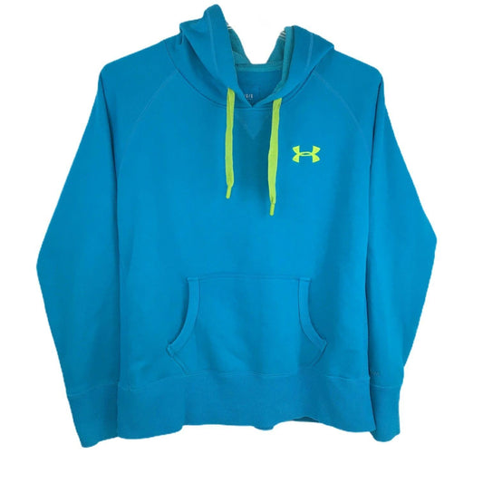 Under Armour Cold Gear Hoodie Sweatshirt Large Blue Long Sleeve Kangaroo Pockets