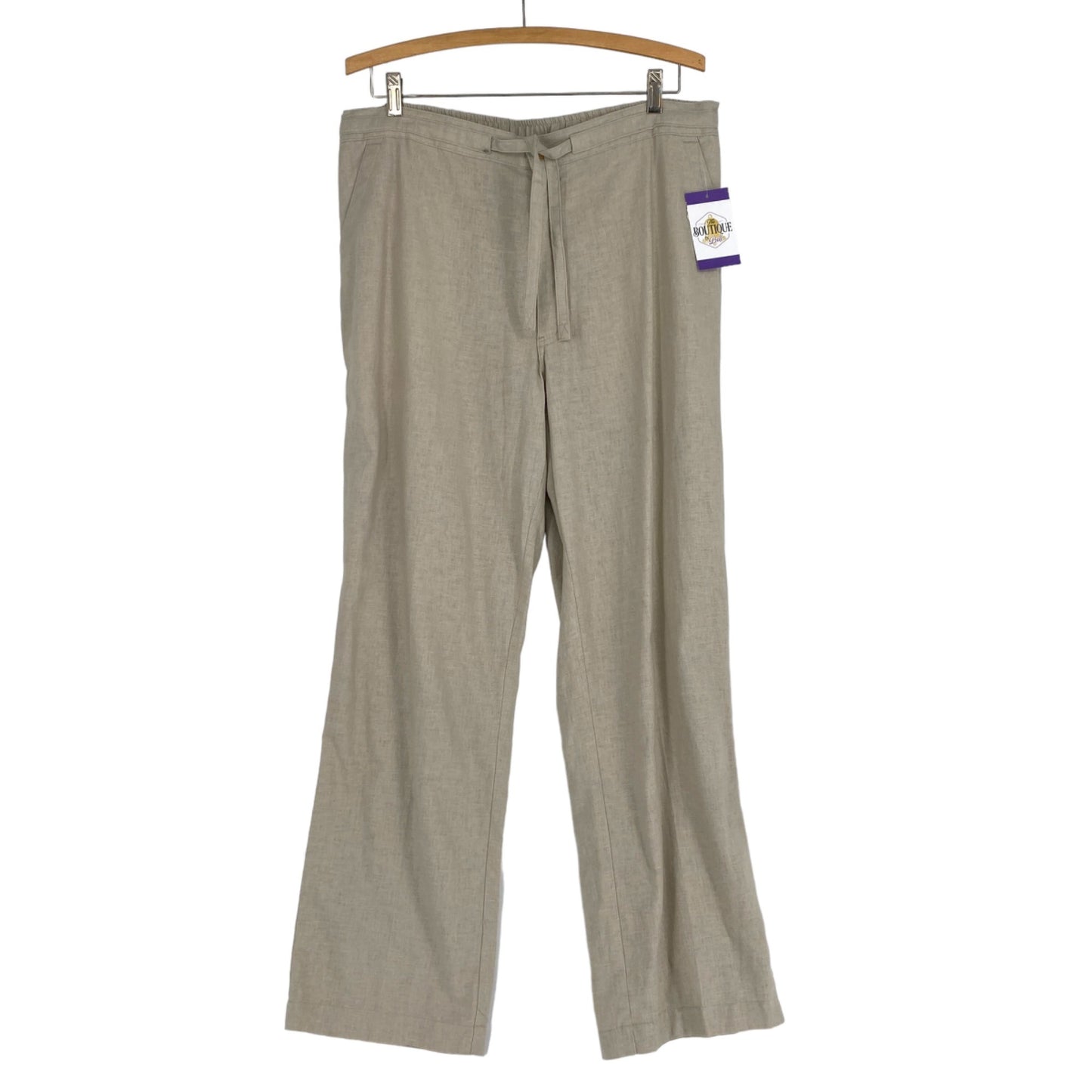 Havanera Mens L 36-38 Beige Linen Chino Pants Pockets Button Fly Closure Casual