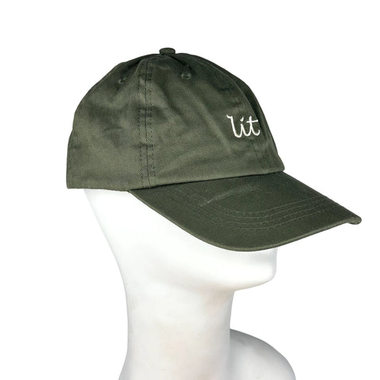 Unbranded Olive Green "Lit" Baseball Hat Cap Adjustable Embroidered Cotton