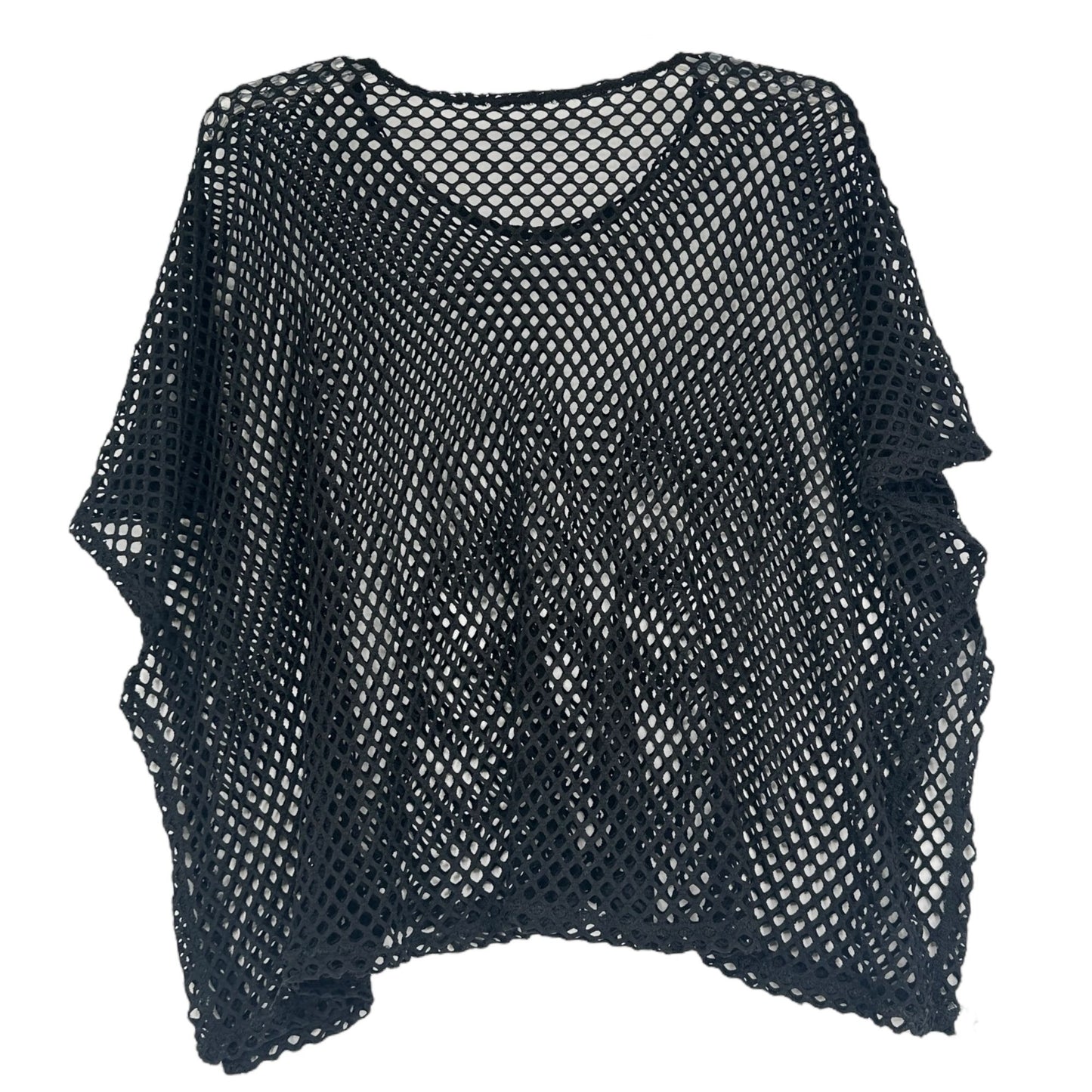 Trendy Womens Black Mesh Shirt Cover Up Rave Top Dolman Sleeve