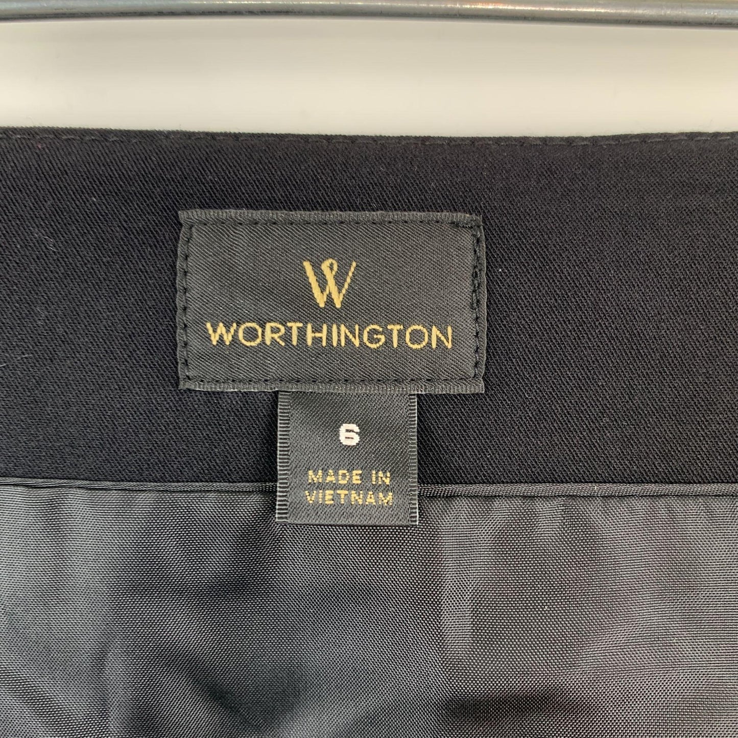 Worthington NWT Straight Pencil Skirt 6 Small Black Ribbon Laced Detail Side Zip