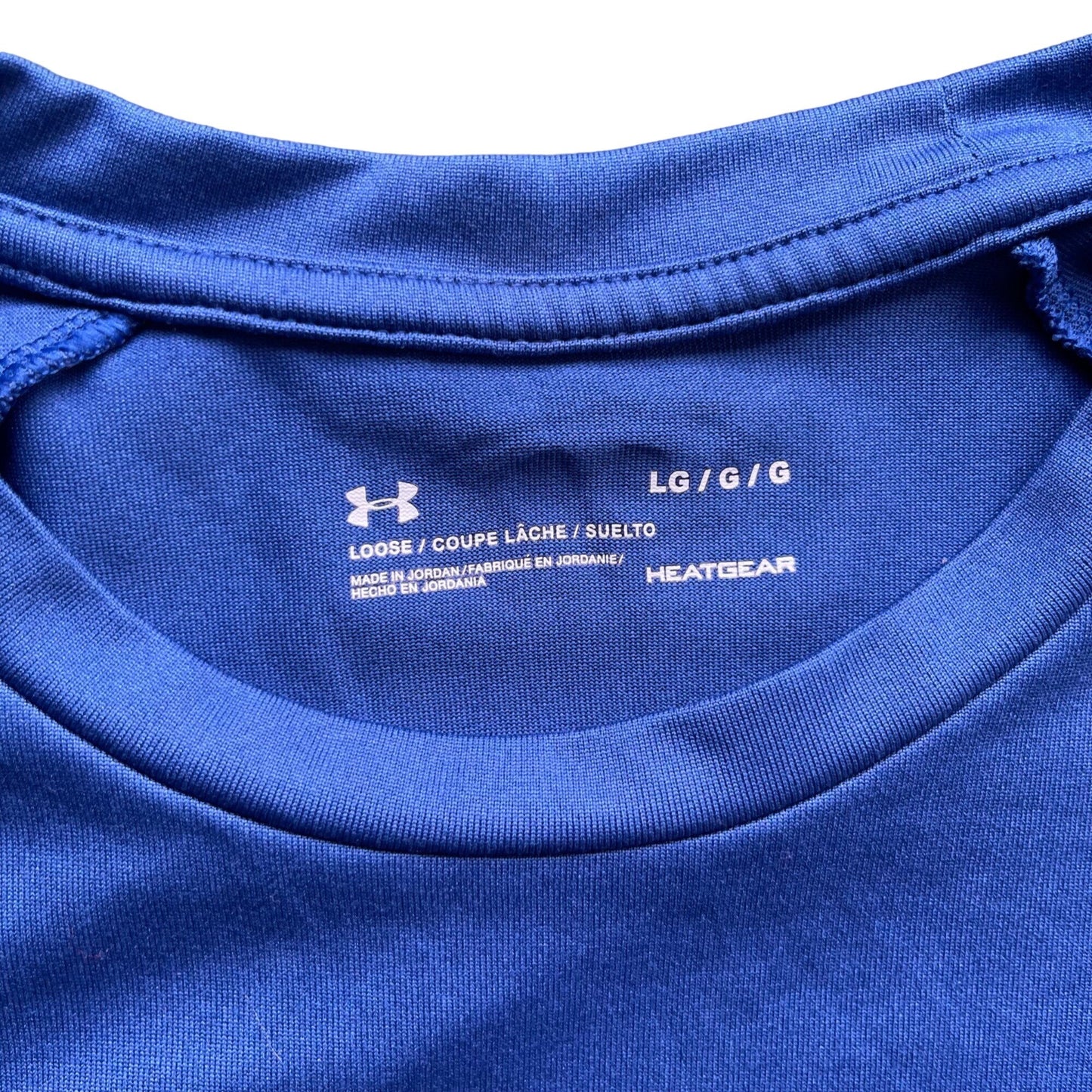 Under Armour Mens L Blue Two Tone Dri Fit Short Sleeve Athletic TShirt Crew Neck