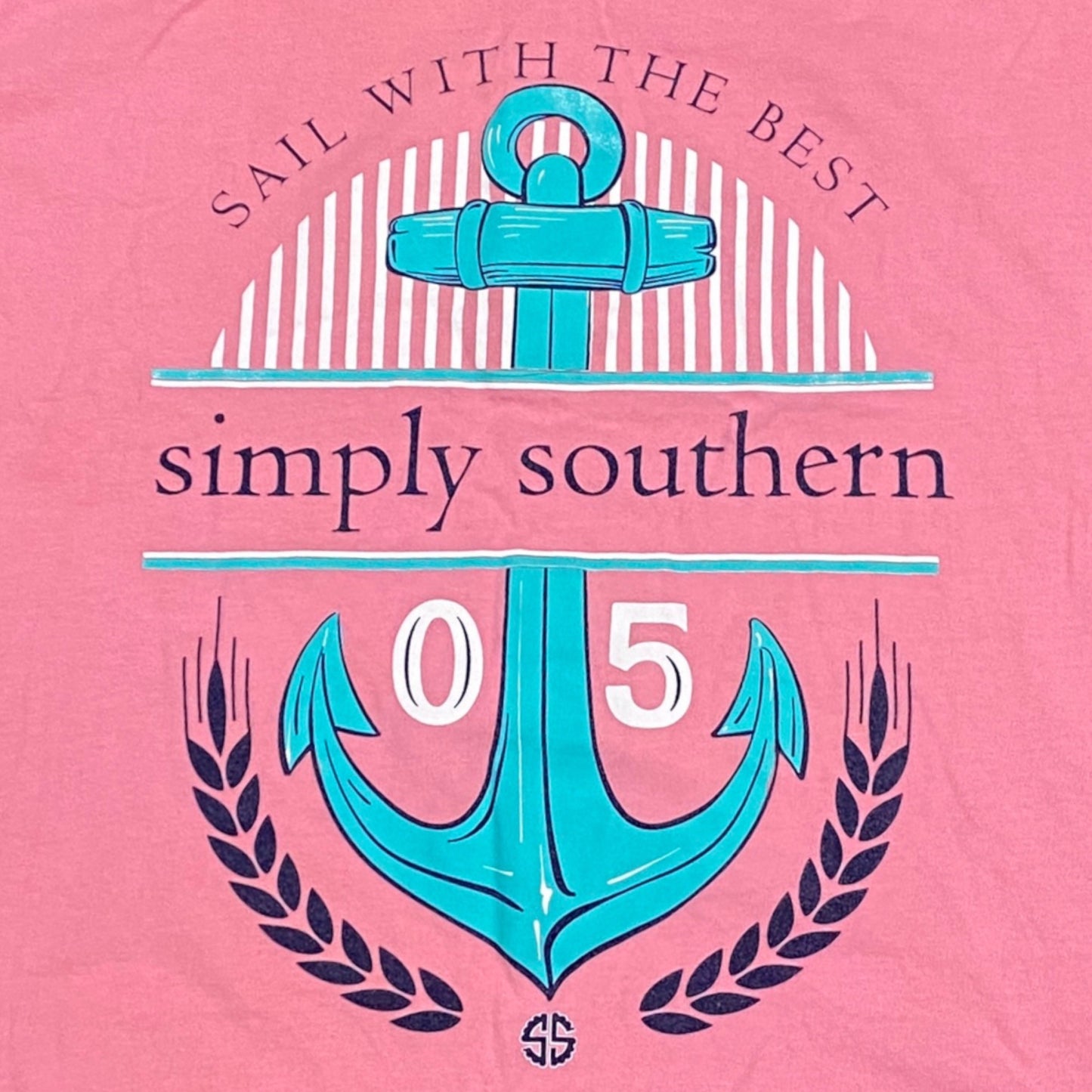 Simply Southern S Pink Tank Top Anchor "Sail With the Best" Sleeveless Shirt